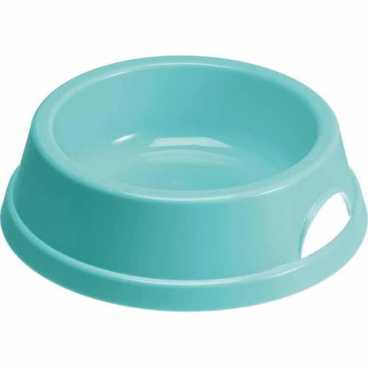 A plastic dog bowl.