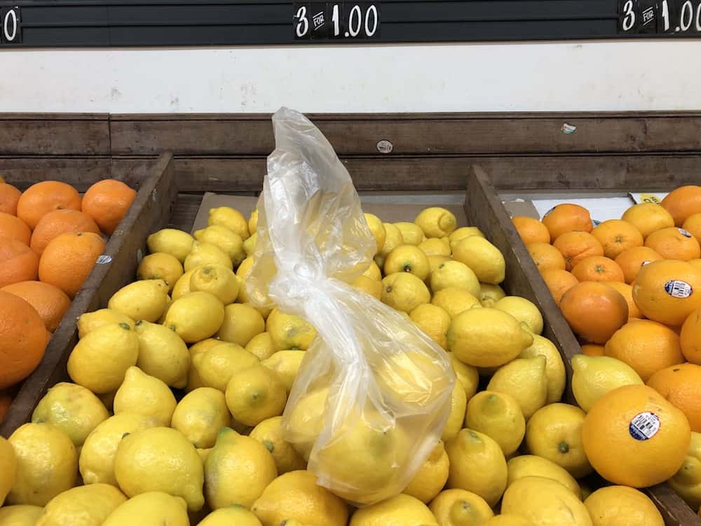 Lemons at the grocery store. 