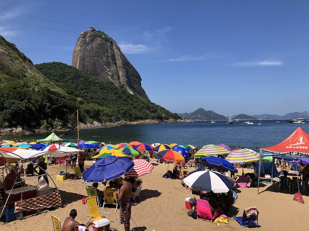 A crowded beach in Rio de Janeiro.
