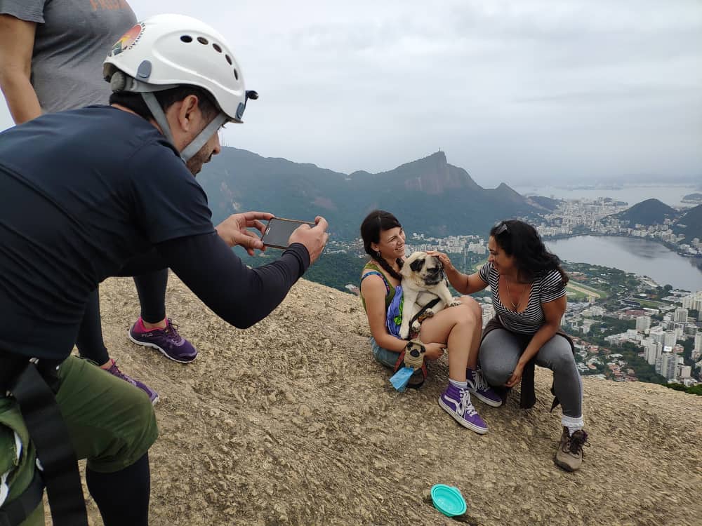 Taking photos at the top of Dois Irmãos