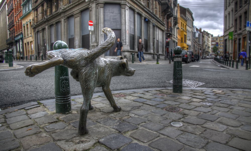 The Zinneke Pis dog statue in Belgium