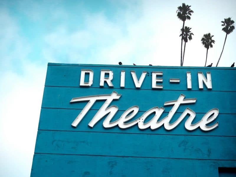 Drive-in theater blue sign. 